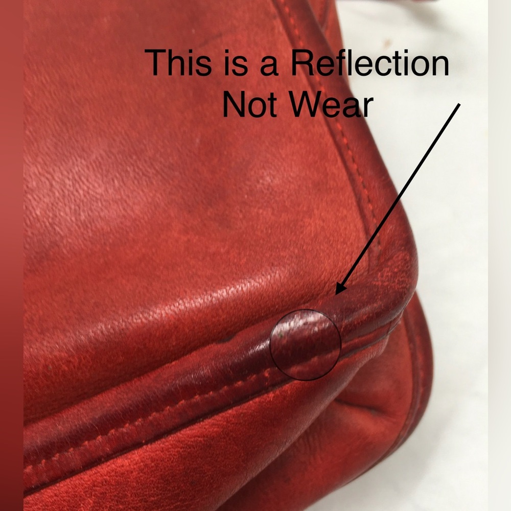 COACH Vintage Leather Flap TurnLock Messenger Shoulder Handbag Red NYC USA Small - Picture 10 of 16